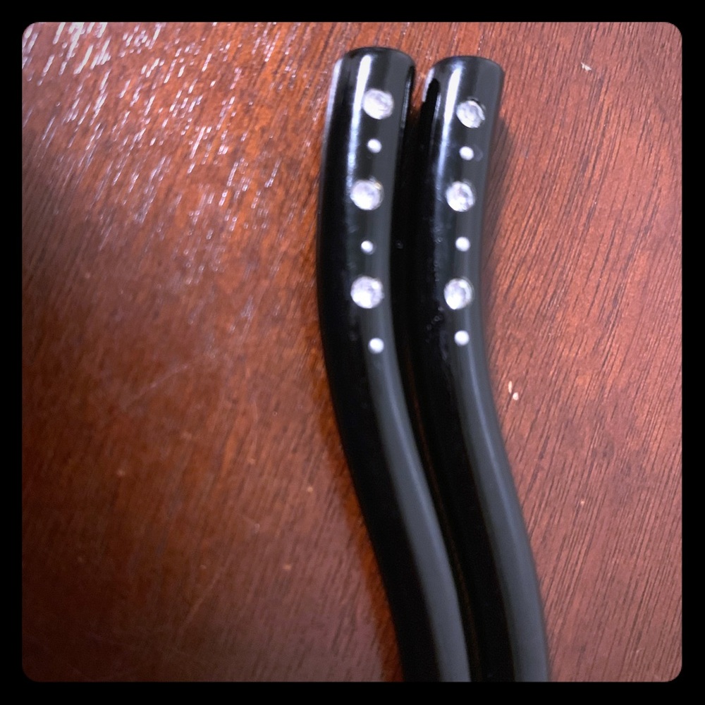 Black High Gloss Hair Chopsticks with Crystals 🥢